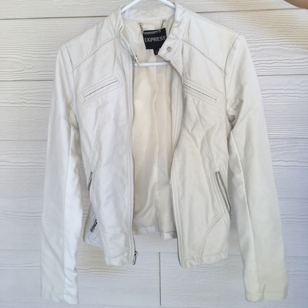 White Faux Leather Express jacket.